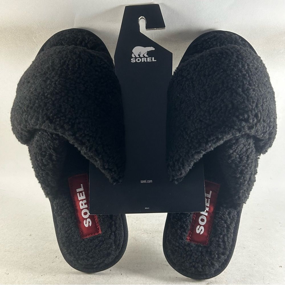 Sorel Go Mail Run Womens Faux Fur Slippers Black Size 10 - Picture 5 of 7